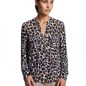 MICHAEL Michael Kors Black and Red Leopard Print Blouse